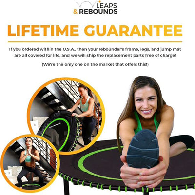 48" Mini Fitness Trampoline & Rebounder Gym Equipment, Green (Open Box)