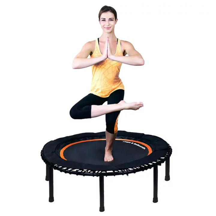 LEAPS & REBOUNDS 48" Mini Fitness Trampoline & Rebounder Gym Equipment, Orange