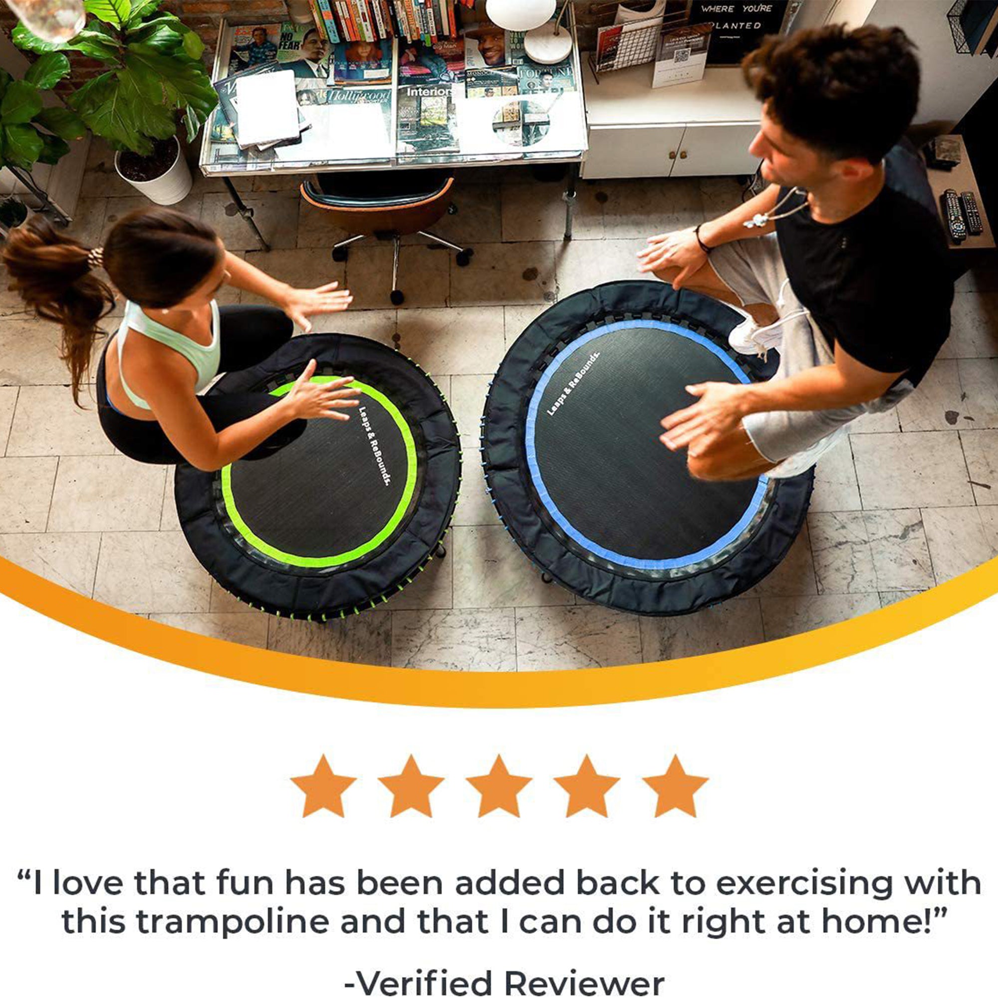 LEAPS & REBOUNDS 48" Mini Trampoline & Rebounder Gym Equipment, Orange(Open Box) - VMInnovations