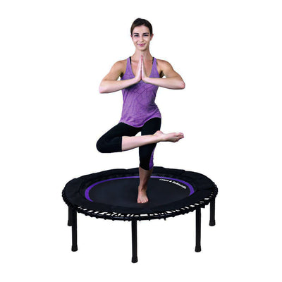 LEAPS & REBOUNDS 48" Mini Fitness Trampoline & Rebounder Gym Equipment, Purple