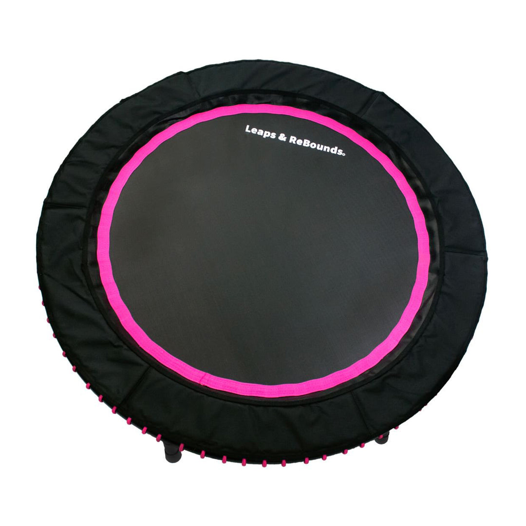 LEAPS & REBOUNDS 40" Mini Fitness Trampoline & Rebounder Gym Equipment, Pink