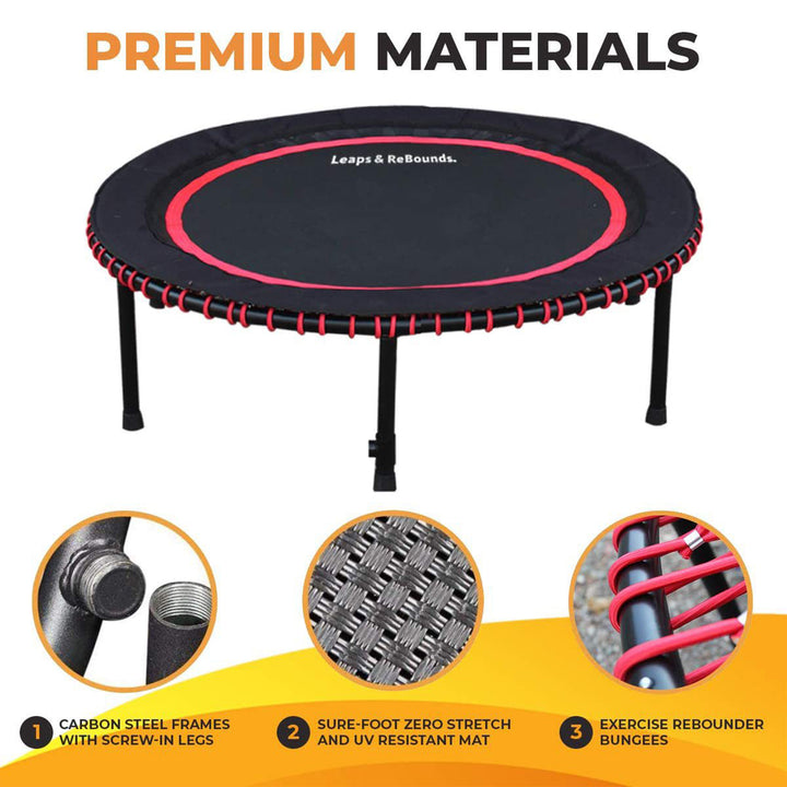 LEAPS & REBOUNDS 40" Mini Fitness Trampoline & Rebounder Gym Equipment, Orange