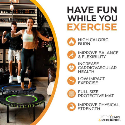 LEAPS & REBOUNDS 40" Mini Trampoline & Rebounder Gym Equipment, Blue (Used) - VMInnovations