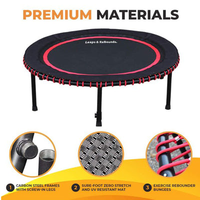 LEAPS & REBOUNDS 40" Mini Fitness Trampoline & Rebounder Gym Equipment, Gray - VMInnovations