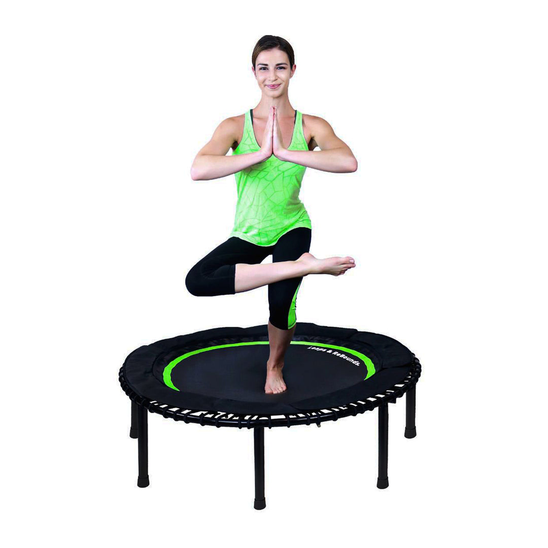 LEAPS & REBOUNDS 40" Mini Fitness Trampoline & Rebounder Gym Equipment, Green