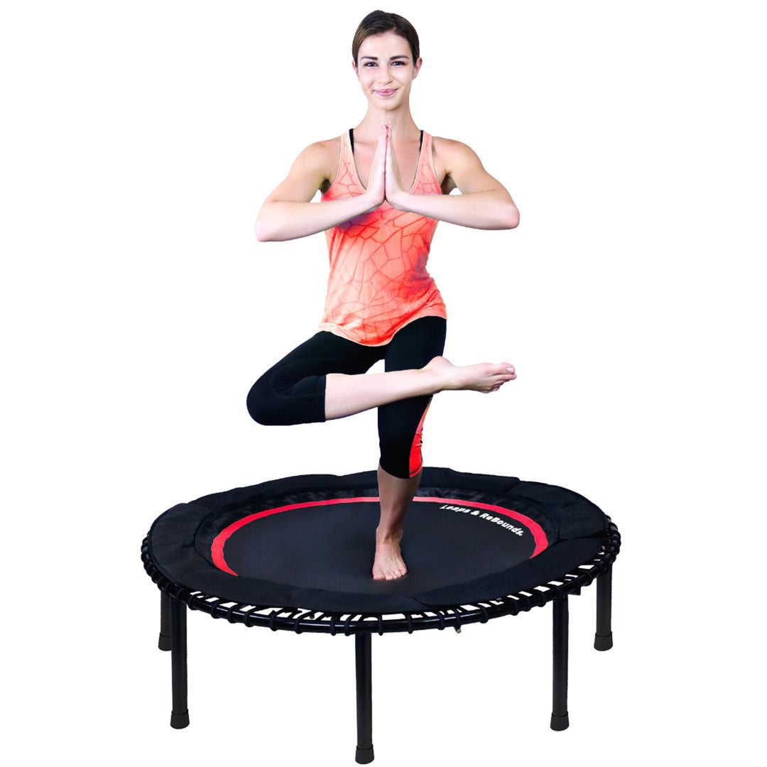 LEAPS & REBOUNDS 40" Mini Fitness Trampoline & Rebounder Exercise Equipment, Red