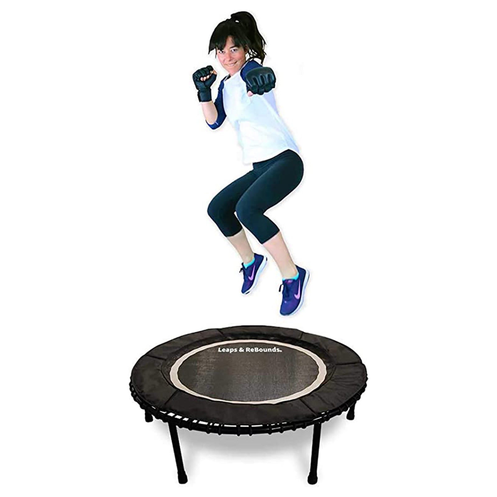 LEAPS & REBOUNDS 48" Mini Fitness Trampoline & Rebounder Equipment, Gray (Used) - VMInnovations