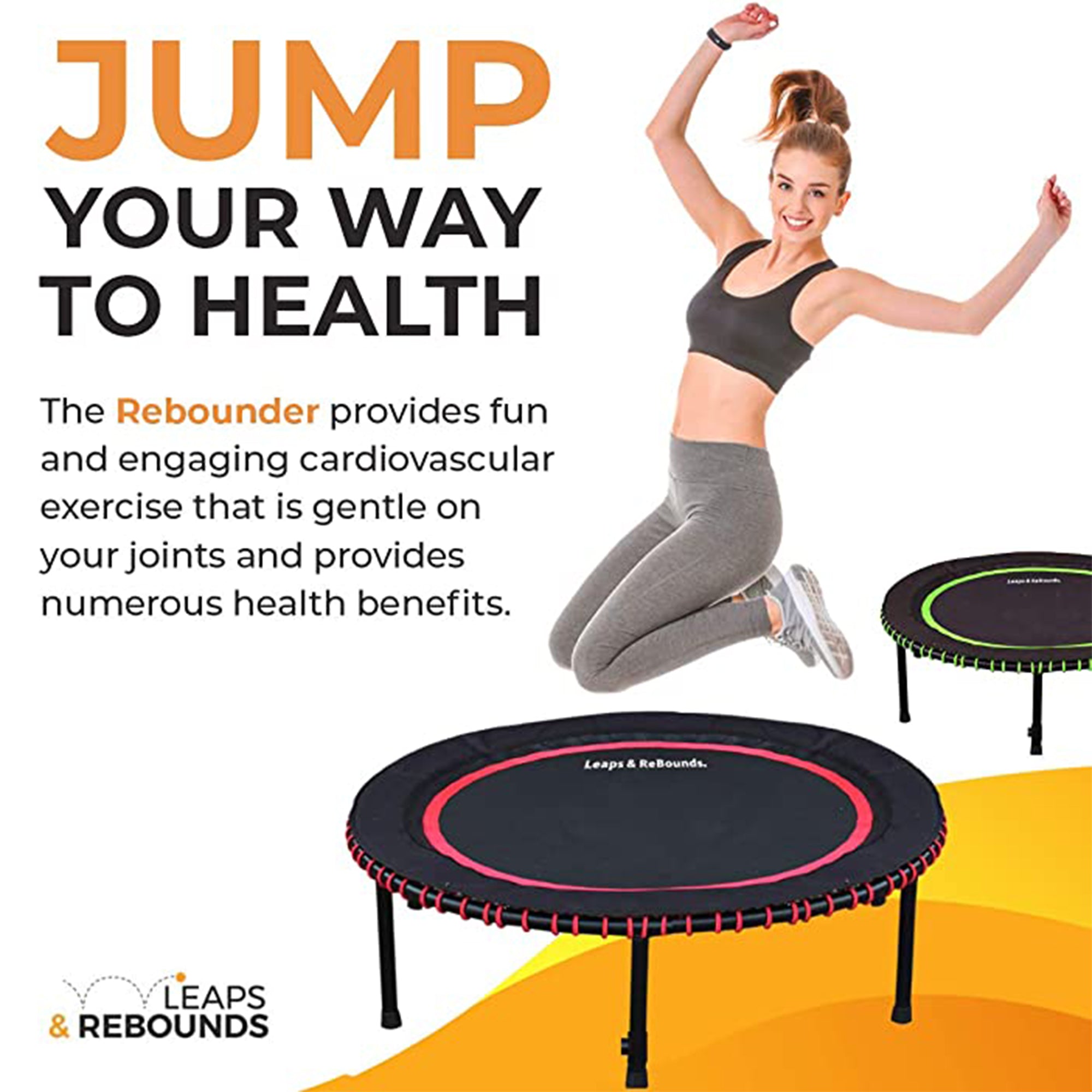 LEAPS & REBOUNDS 48" Mini Trampoline & Rebounder Gym Equipment, Gray (For Parts) - VMInnovations