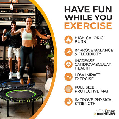 LEAPS & REBOUNDS 48" Mini Trampoline & Rebounder Gym Equipment, Gray (For Parts) - VMInnovations