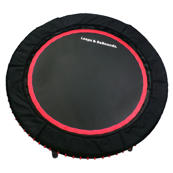 LEAPS & REBOUNDS 48" Mini Fitness Trampoline & Rebounder Exercise Equipment, Red