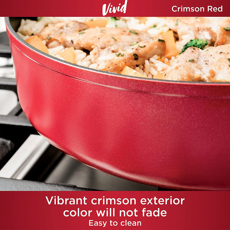 Ninja Foodi NeverStick Vivid Oven Safe 10 Pc Pots & Pans Cookware Set, Crimson