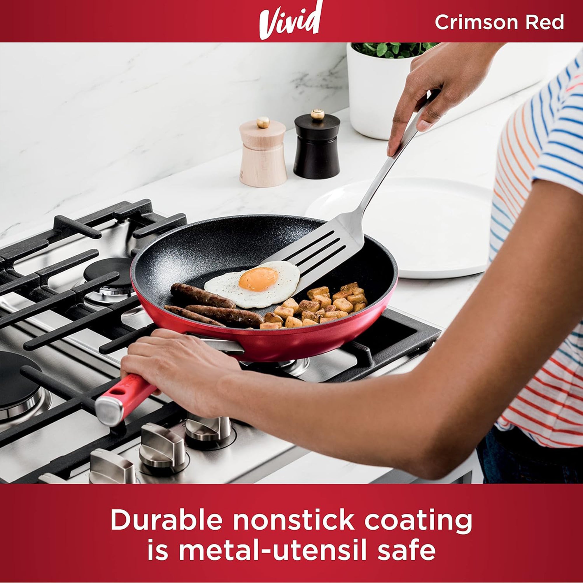 Ninja Foodi NeverStick Vivid Oven Safe 8 Piece Pots & Pans Cookware Set, Crimson