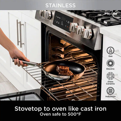 Ninja Foodi NeverStick Stainless Steel Oven Safe All Range Non Stick 12" Fry Pan
