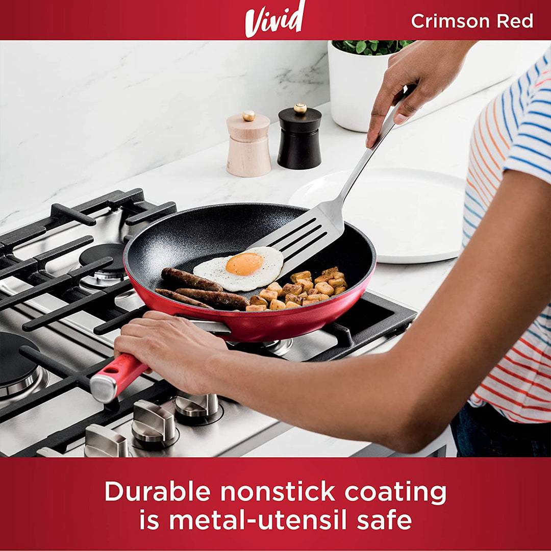 Ninja Foodi NeverStick Oven Safe All Range Non Stick 10.25" Pan, Crimson (Used)