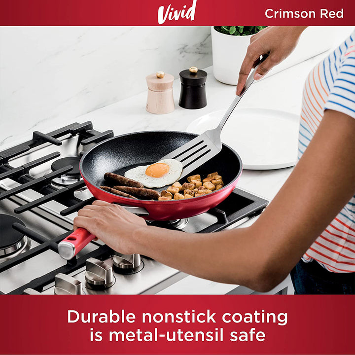 Ninja Foodi NeverStick Oven Safe All Range Non Stick 10.25" Pan, Crimson (Used)