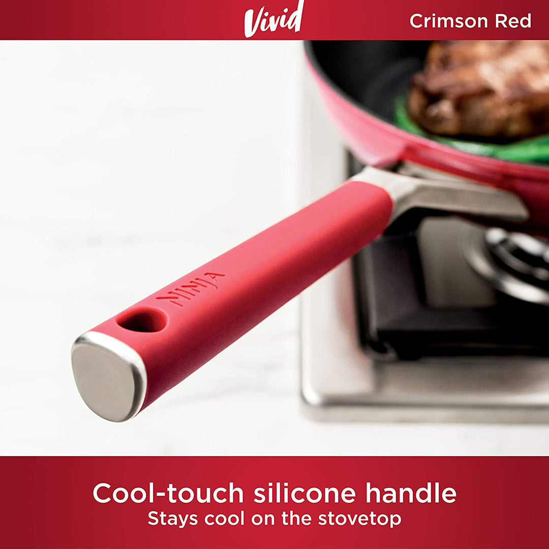 Ninja Foodi NeverStick Oven Safe All Range Non Stick 10.25" Pan, Crimson (Used)