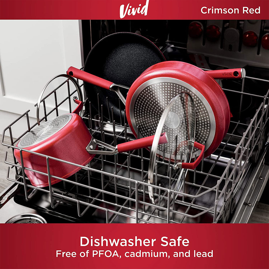 Ninja Foodi NeverStick Oven Safe All Range Non Stick 10.25" Pan, Crimson (Used)