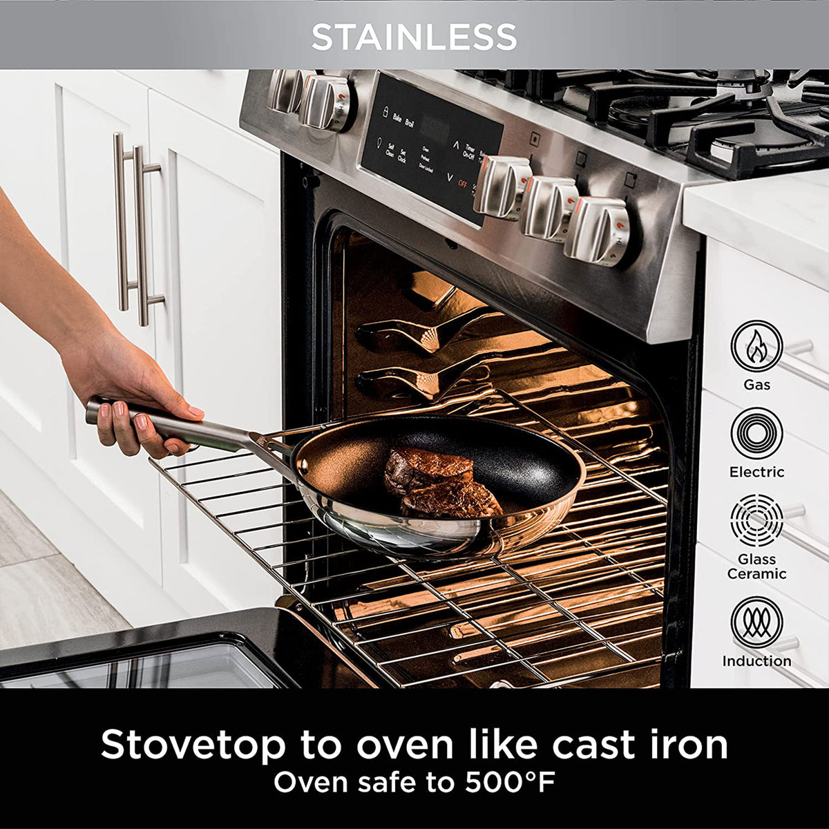 Ninja Foodi NeverStick Stainless Steel Oven Safe All Range Non Stick 8" Fry Pan