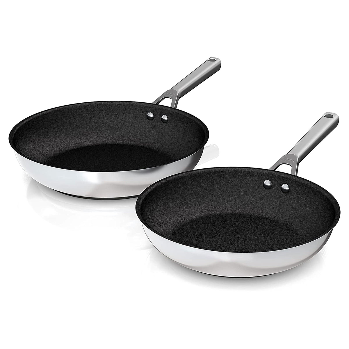 Ninja Foodi NeverStick Stainless Steel Oven Safe 10.25" and 12" Fry Pan Set - VMInnovations