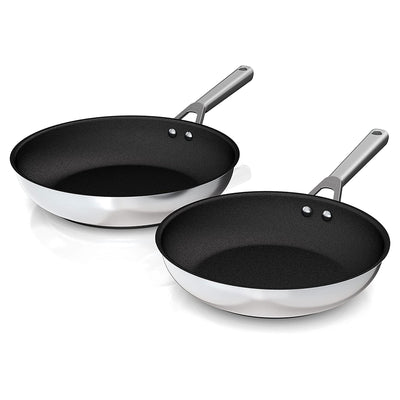 Ninja Foodi NeverStick Stainless Steel Oven Safe 10.25" and 12" Fry Pan Set - VMInnovations