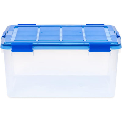 IRIS USA 62 Qt Weatherpro Airtight Clear Plastic Storage Bin with Lid, 4 Pack