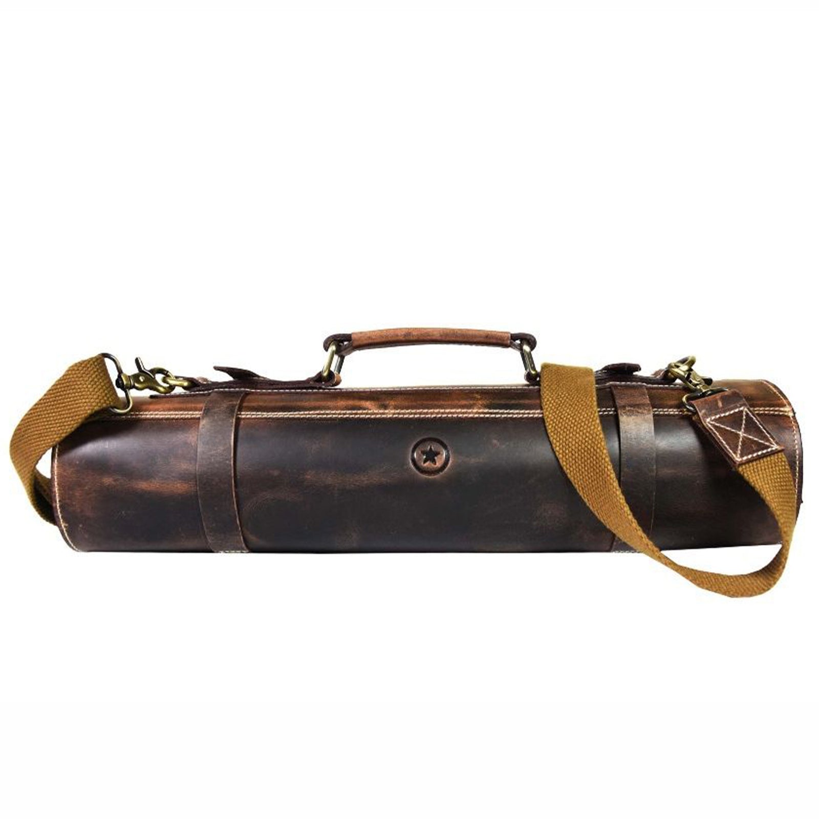 Aaron Leather Goods Tuscania Knife Roll Case, Walnut Brown Leather (Open Box) - VMInnovations