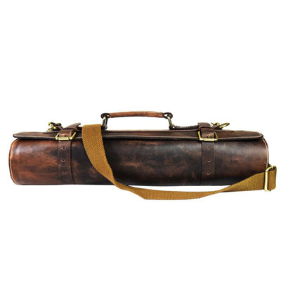 Aaron Leather Goods Tuscania Knife Roll Case, Walnut Brown Leather (Open Box) - VMInnovations