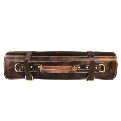 Aaron Leather Goods Tuscania Knife Roll Case, Walnut Brown Leather (Open Box) - VMInnovations