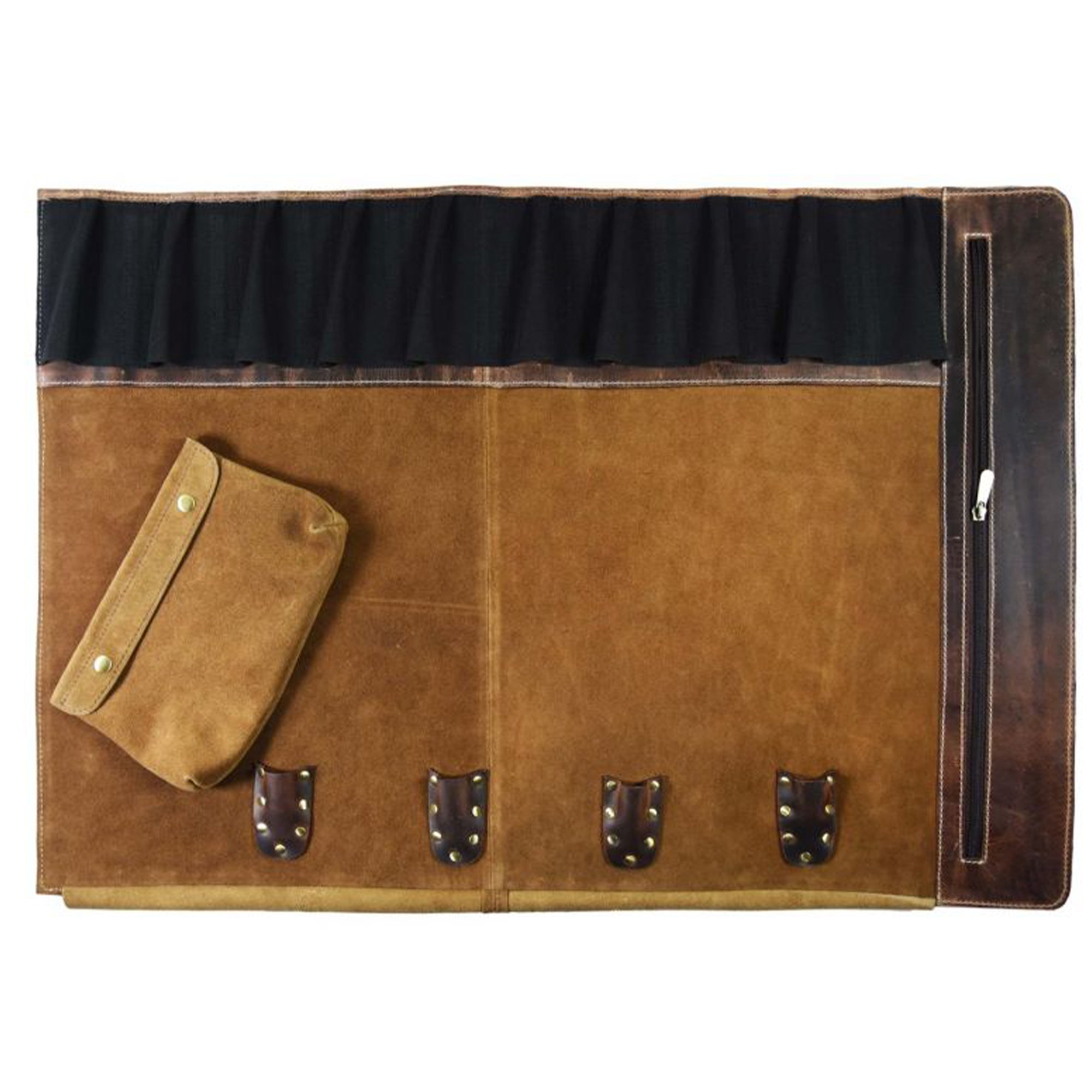 Aaron Leather Goods Tuscania Knife Roll Case, Walnut Brown Leather (Open Box) - VMInnovations