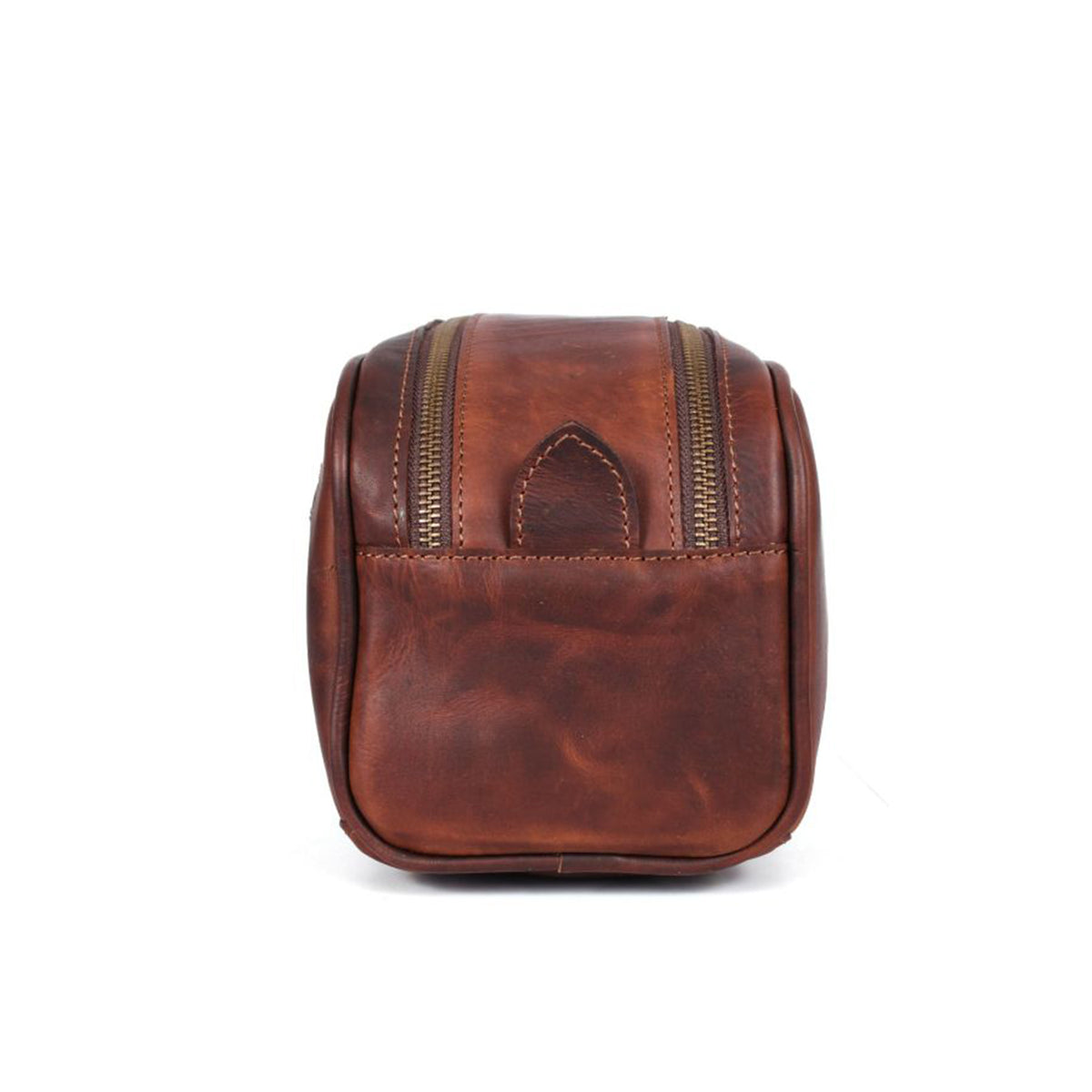 Aaron Leather Goods Omaha Vintage Leather Dopp Kit Travel Toiletry Bag, Chestnut