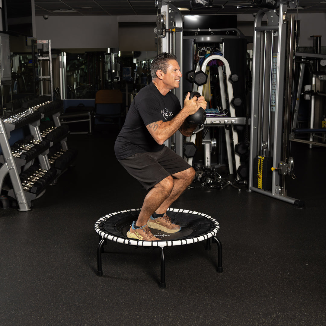 JumpSport 250 Durable 35.5" Workout Home Fitness Trampoline, White (For Parts)