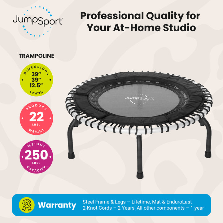 JumpSport 250 Durable 35.5" Cardio Workout Trampoline, Pearl White (Open Box)