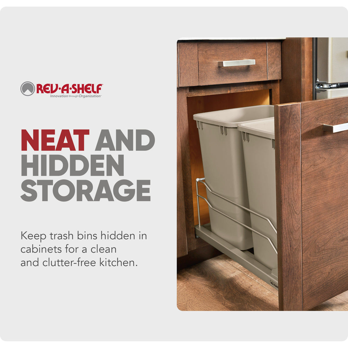 Rev-A-Shelf Double Pullout Trash Can 27 qt. w/ Soft-close, 53WC-1527SCDM-212