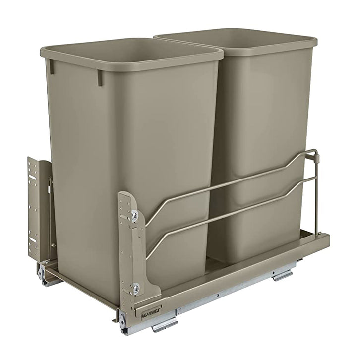 Rev-A-Shelf Double Pullout Trash Can 27 qt. w/ Soft-close, 53WC-1527SCDM-212