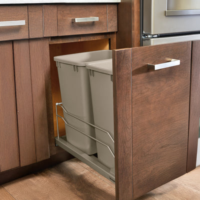 Rev-A-Shelf Double Pullout Trash Can 27 qt. w/ Soft-close, 53WC-1527SCDM-212 - VMInnovations