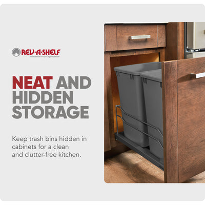 Rev-A-Shelf Double Pullout Trash Can 27 qt. with Soft-close, 53WC-1527SCDM-213
