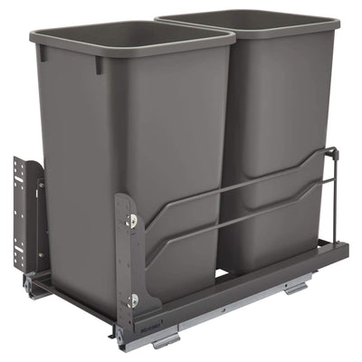 Rev-A-Shelf Double Pull Out Trash Can 27 Qt with Soft-Close, 53WC-1527SCDM-213