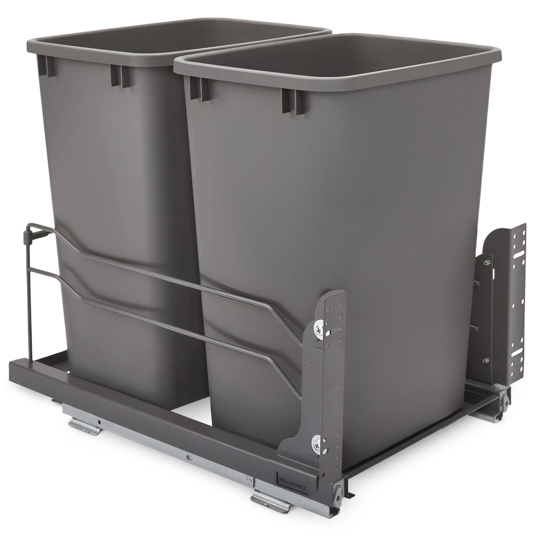 Rev-A-Shelf Double Pullout Trash Cans 35 qt. with Soft-close, 53WC-1835SCDM-213 - VMInnovations