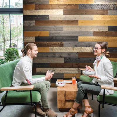 25 Sqft Rustic Reclaimed Barn Wood Wall In A Box Planks, Mixed Tones (Used) - VMInnovations