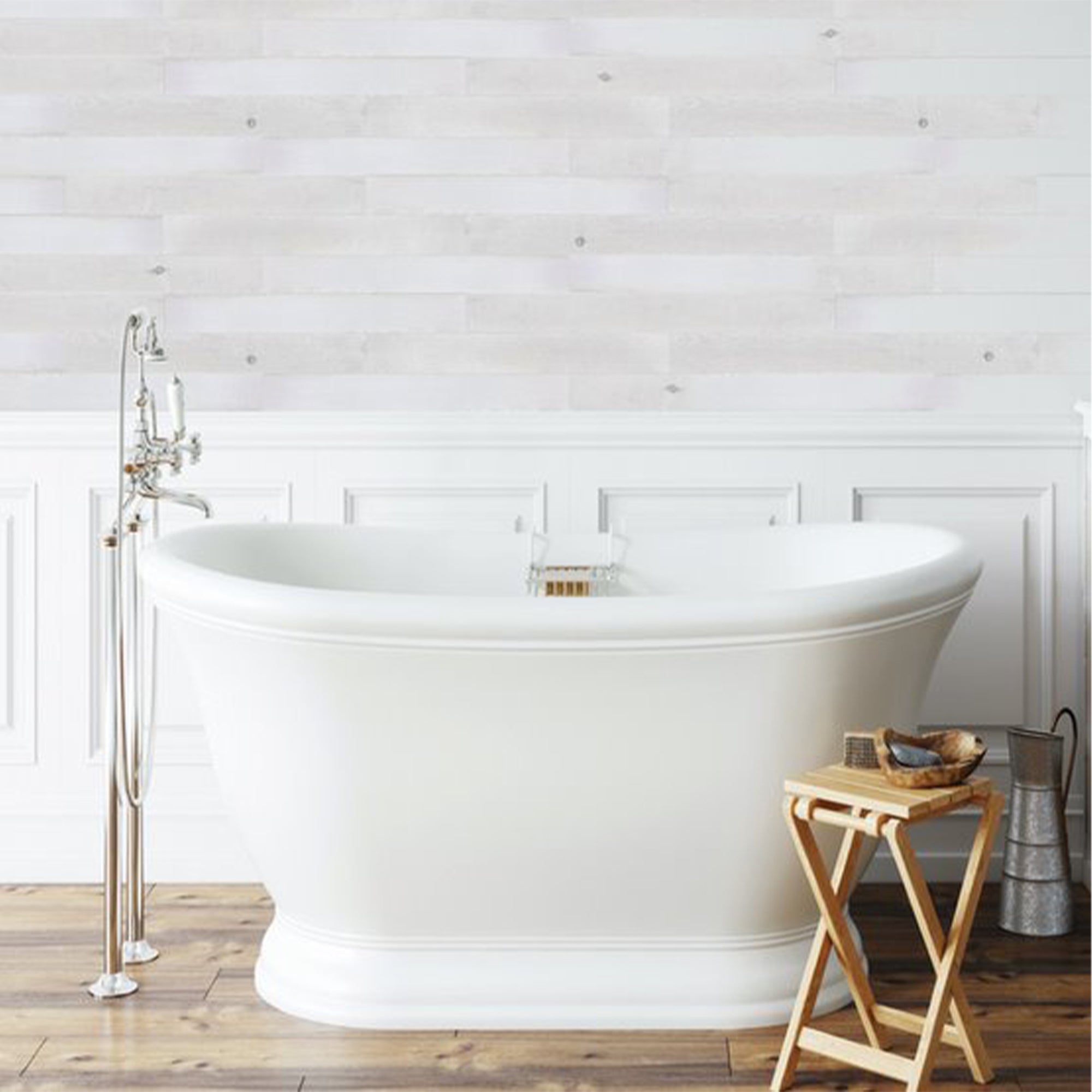 CDA Wood 18 Sqft Rustic Barn Wood Wall In A Box Planks, White Wash (Open Box) - VMInnovations