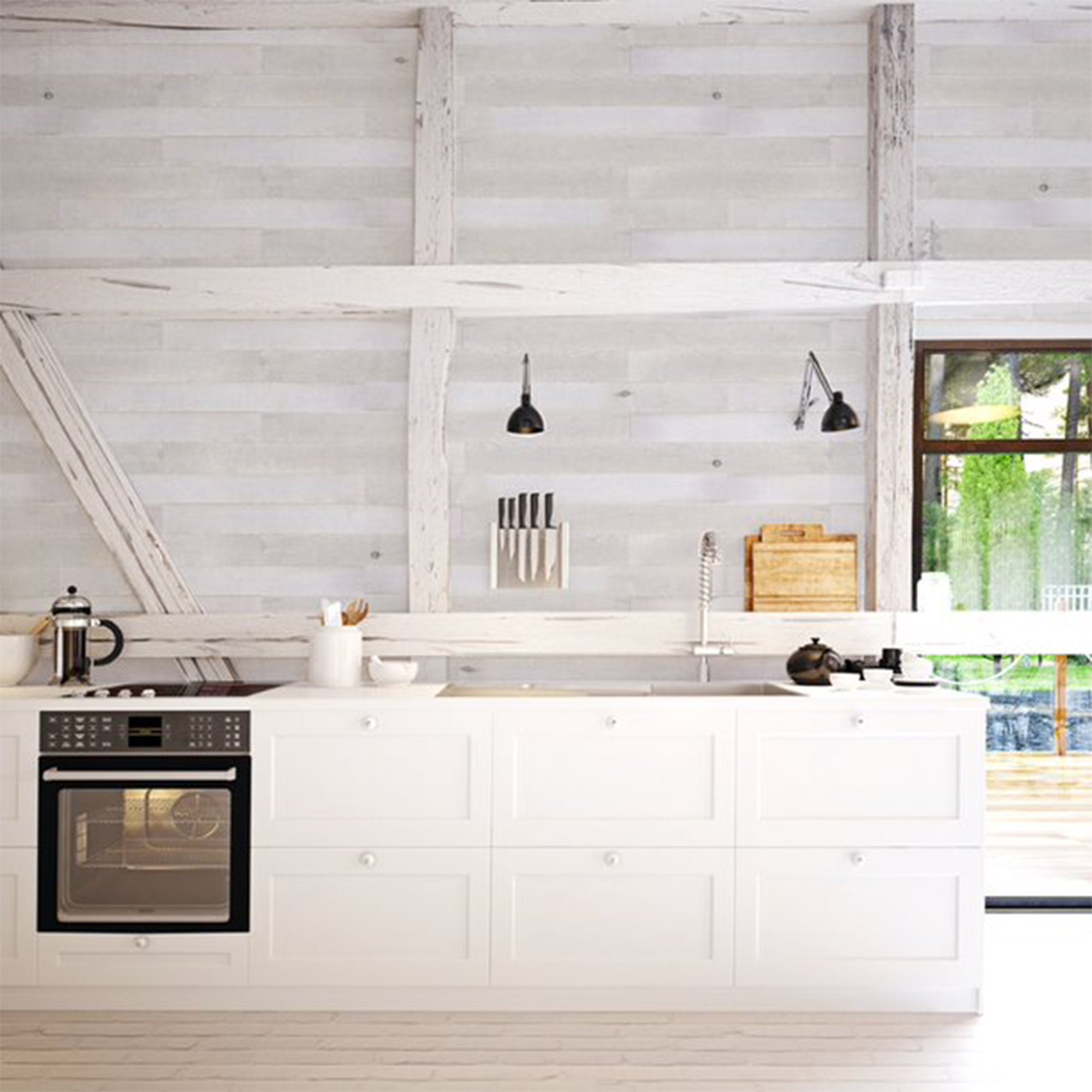 CDA Wood 18 Sqft Rustic Barn Wood Wall In A Box Planks, White Wash (Open Box) - VMInnovations