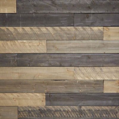 18 Sqft Rustic Reclaimed Barn Wood Wall In A Box Planks, Brown Tones (Used)