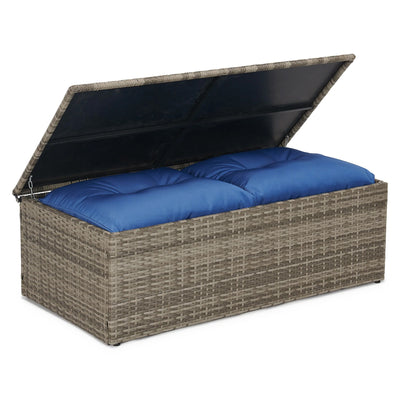 Edyo Living 5-Piece Gray Wicker Modular Patio Furniture Conversation Set, Blue