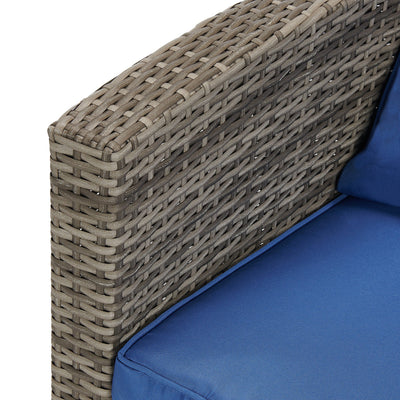 Edyo Living 5-Piece Gray Wicker Modular Patio Furniture Conversation Set, Blue