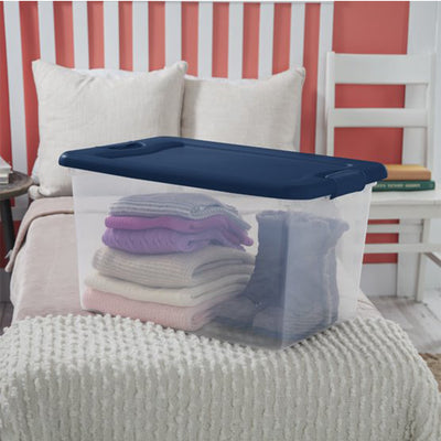 Sterilite 64 Quart Latching Plastic Storage Box Container Tote, Marine Blue - VMInnovations