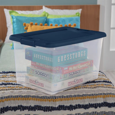 Sterilite 64 Quart Latching Plastic Storage Box Container Tote, Marine Blue - VMInnovations
