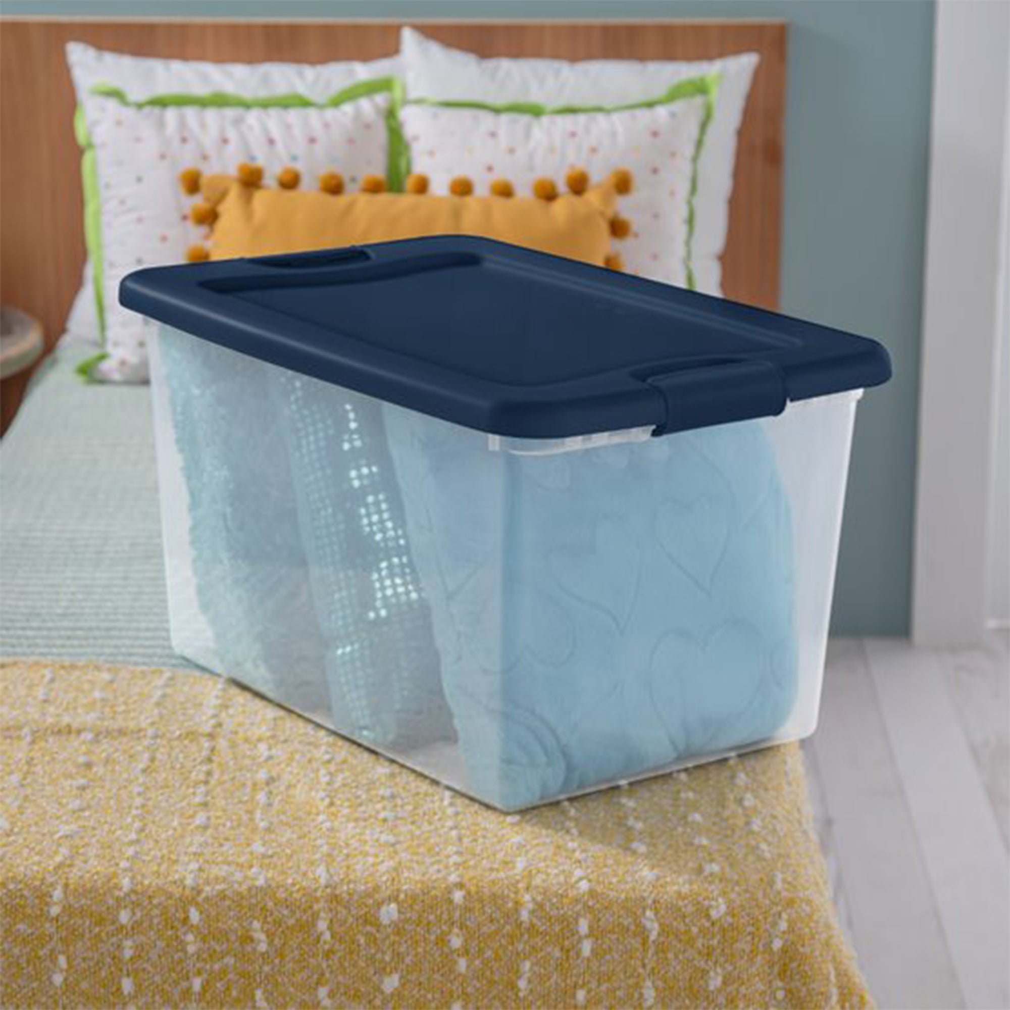 Sterilite 64 Quart Latching Plastic Storage Box Container Tote, Marine Blue - VMInnovations