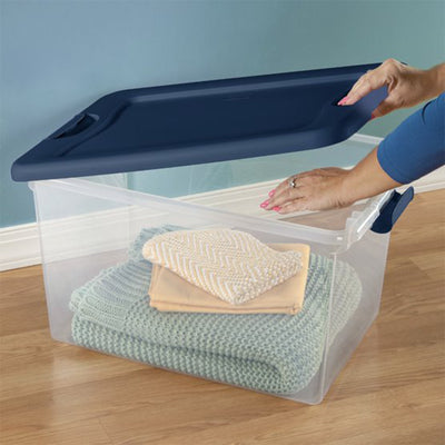 Sterilite 64 Quart Latching Plastic Storage Box Container Tote, Marine Blue - VMInnovations