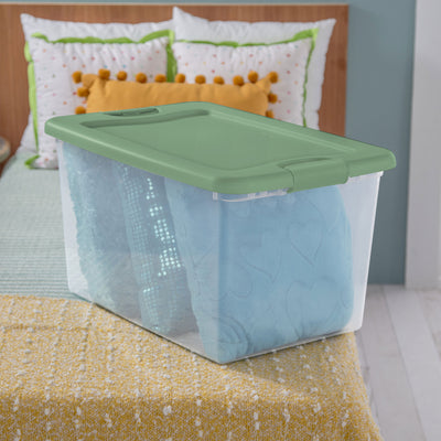 Sterilite 64 Qt Latching Plastic Storage Container Tote, Crisp Green (18 Pack)