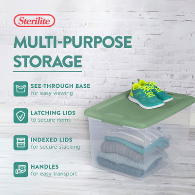 Sterilite 64 Qt Latching Plastic Storage Container Tote, Crisp Green (24 Pack) - VMInnovations